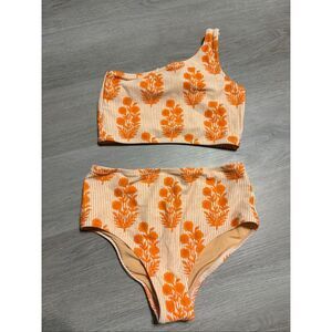 J.Crew SZ Blockprints™ X Crewcuts one-shoulder two-piece swimsuit Sz 12